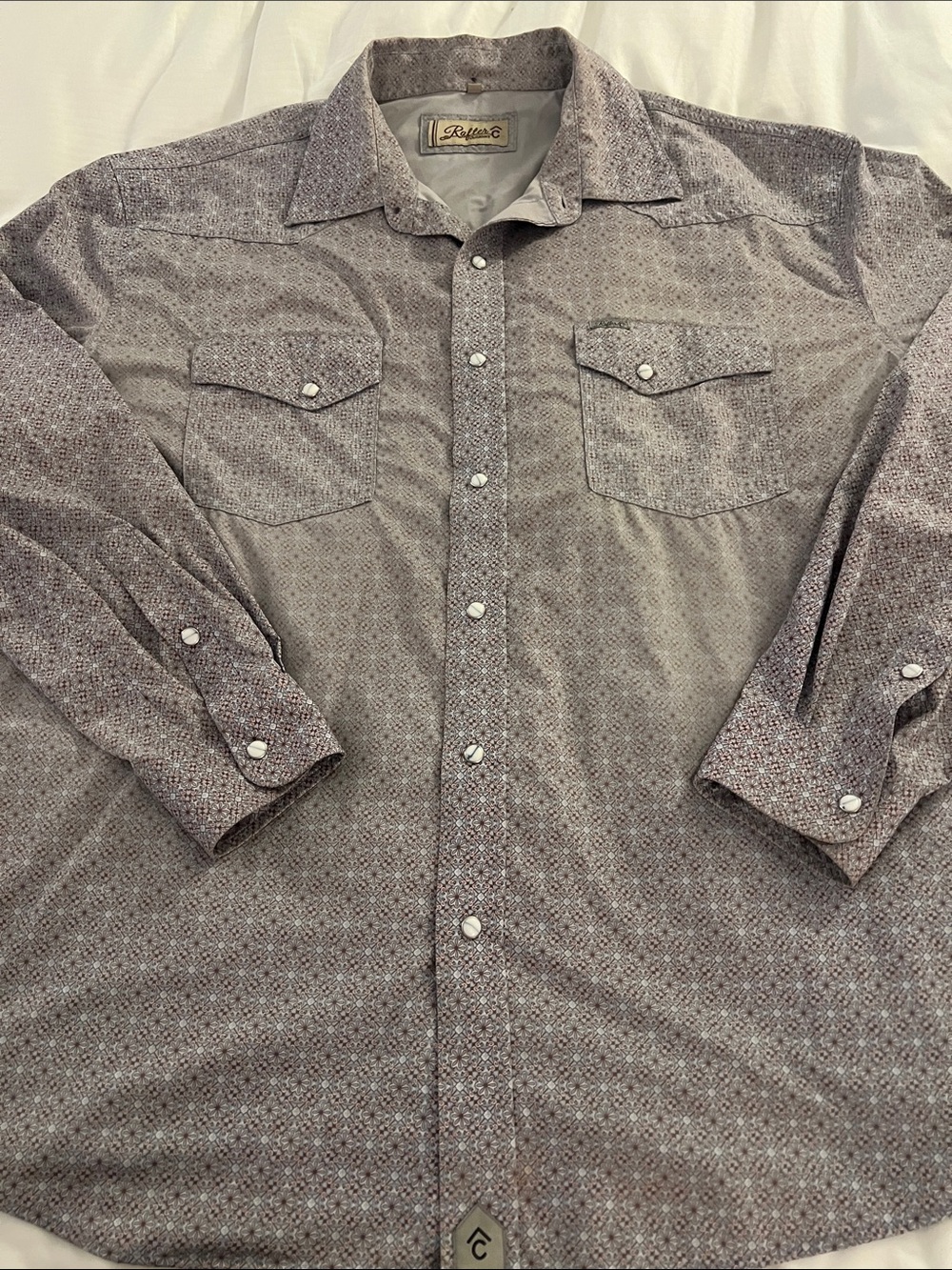 Rafter C Men's Long-Sleeve Button-Down Shirt in Mauve Micro-Print